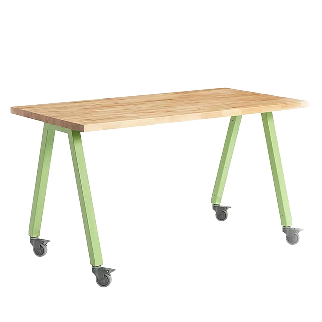 Planner® Studio 36″x72″ Butcher Block Table — Model 25216BUTCHER 36" x 72" @ 40"h, shown in Butcher block top and Apple frame.