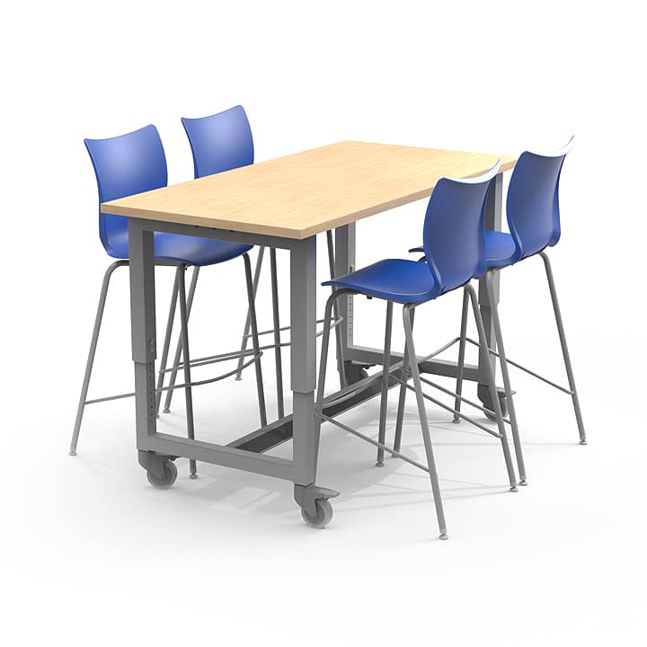 Planner® Studio – 30″ Deep — Model 25256, 30x60 at 40"h shown in Mission Maple with Groove 30" stools and Optional Footrest.