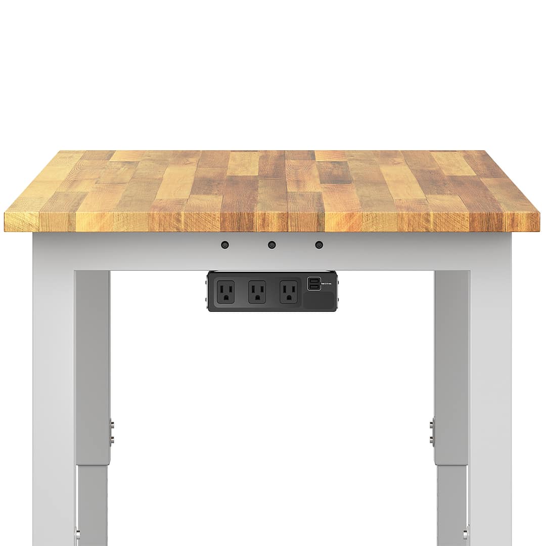 Planner® Studio 30″ x 60” Butcher Block Table — 30x60 Size - Shown with Butcher Block and Power Unit