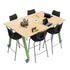Planner® Studio – 48″ Deep — Model 25250f 48" x 72" @ 36"h, shown in Mission Maple top and Apple frame with 24"h Flavors stools.