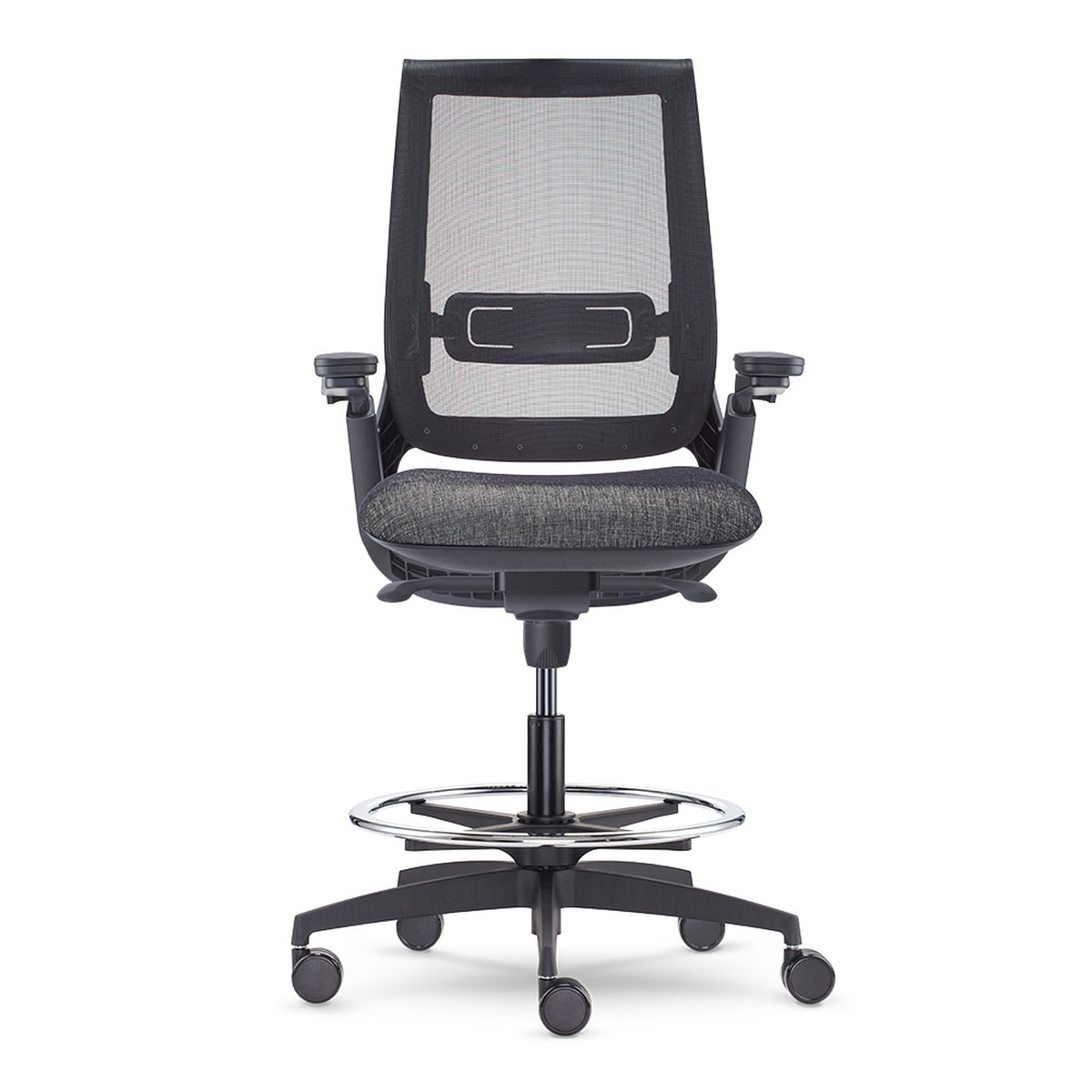 Allseating Equation With Height Adjustable Arms and Dual Pivot Arm Caps With Synchro Tilt and Stool Base