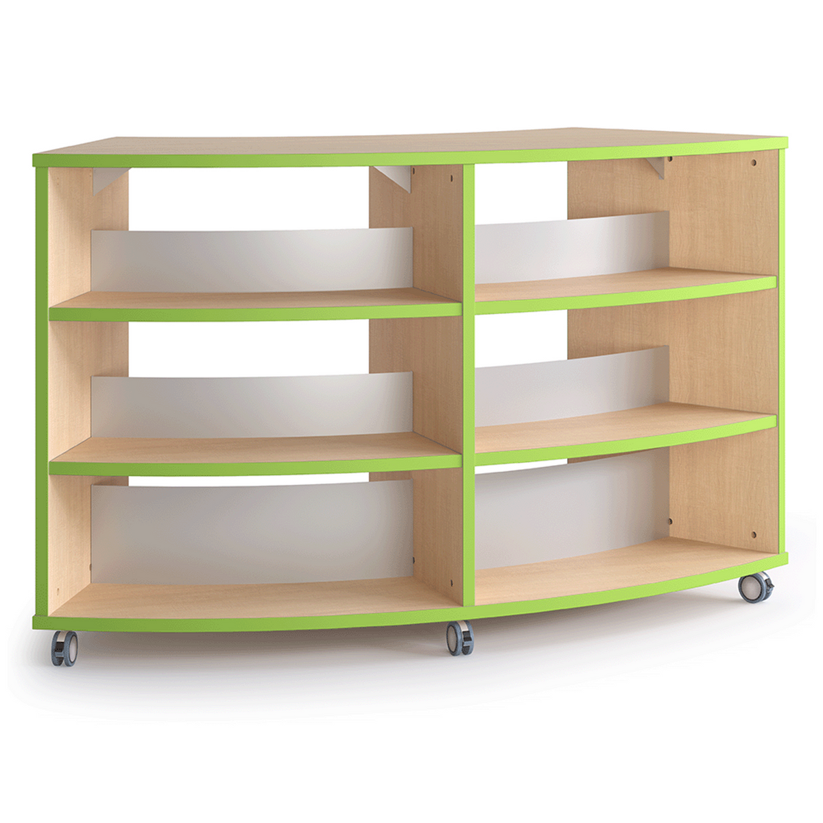 Lime Sugar Maple Strive Curved Double Shelf on casters
