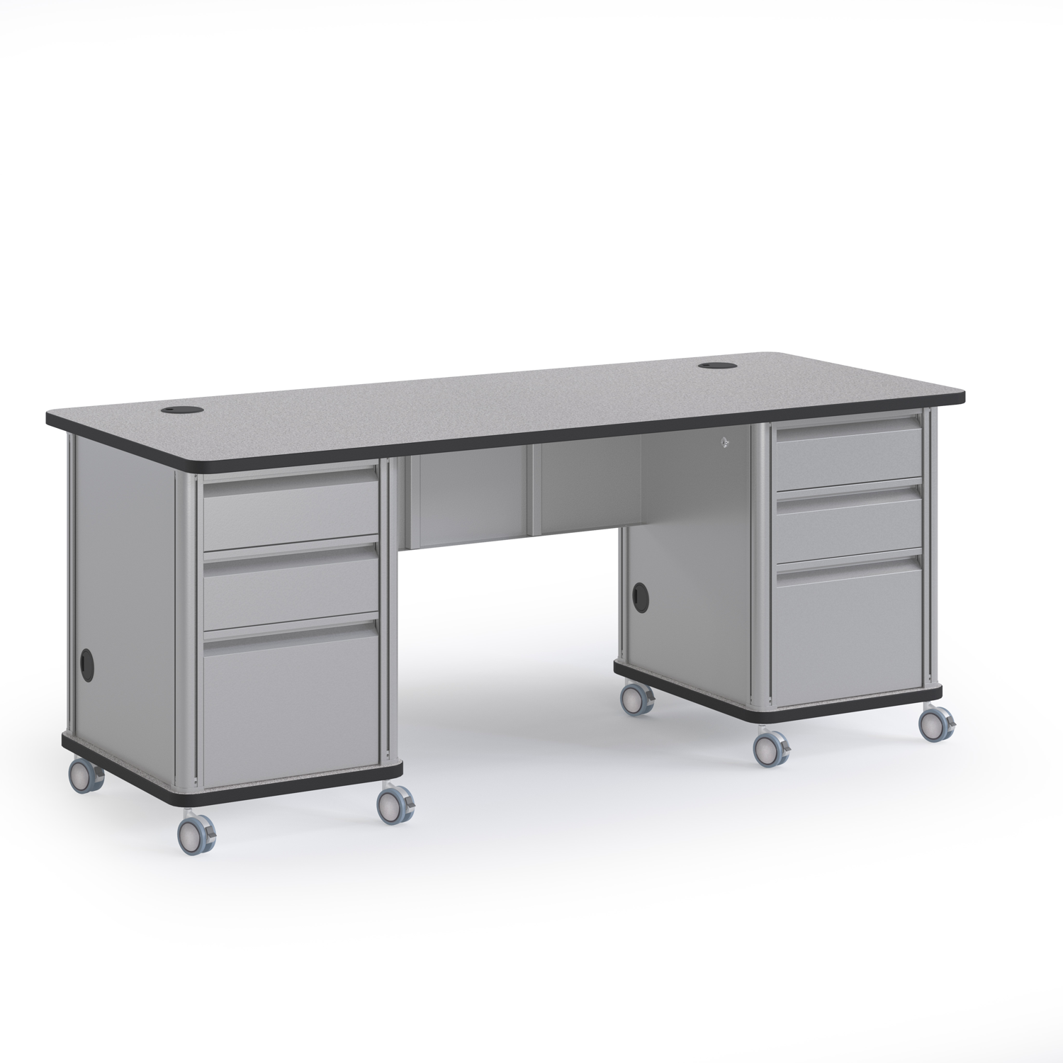 Gray Accelerator double-pedestal teacher desk