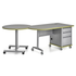 Accelerator teacher desk paired with a sit-stand crescent