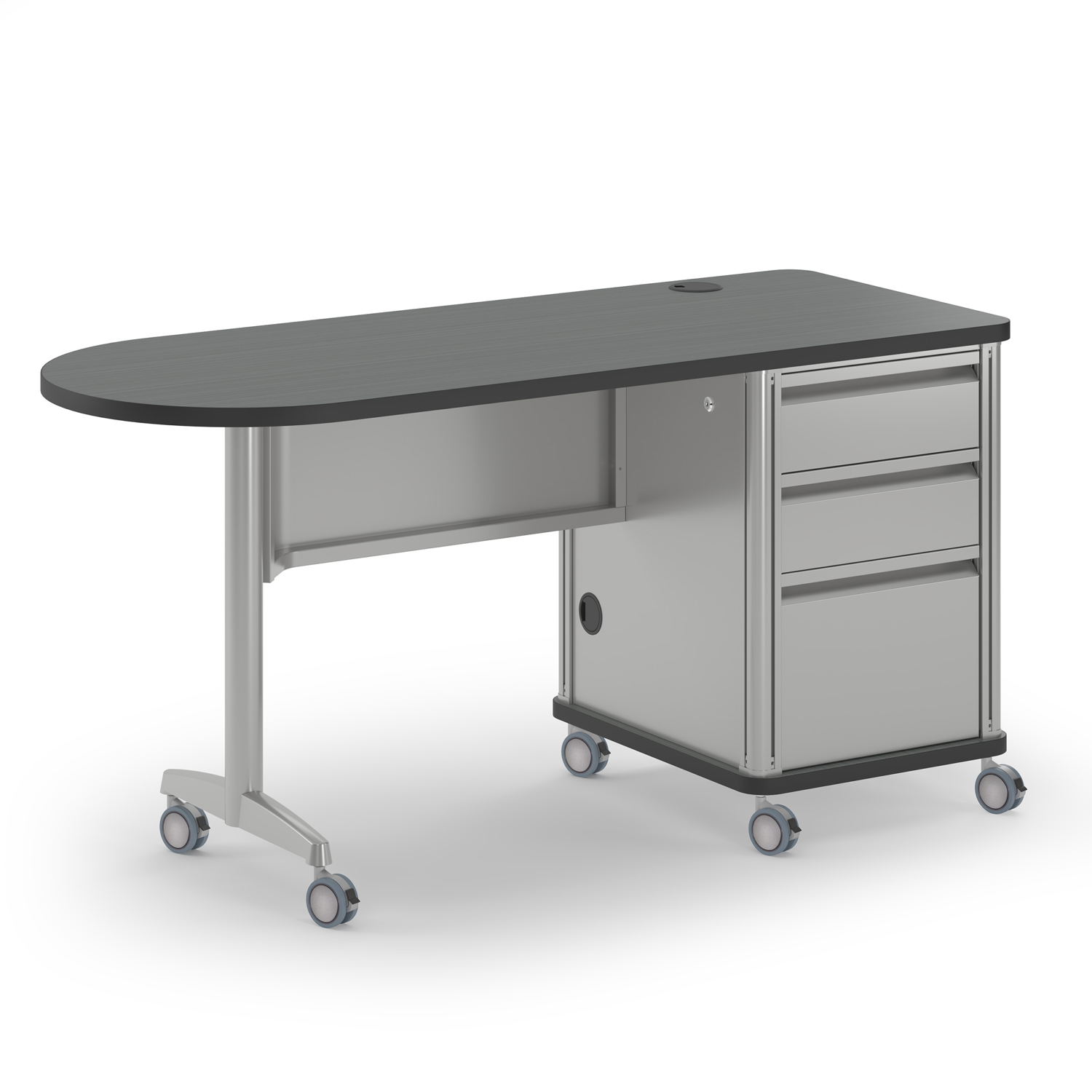 Accelerator single-pedestal desk in multiple colorways