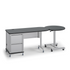 Black Accelerator teacher desk with sit-stand crescent