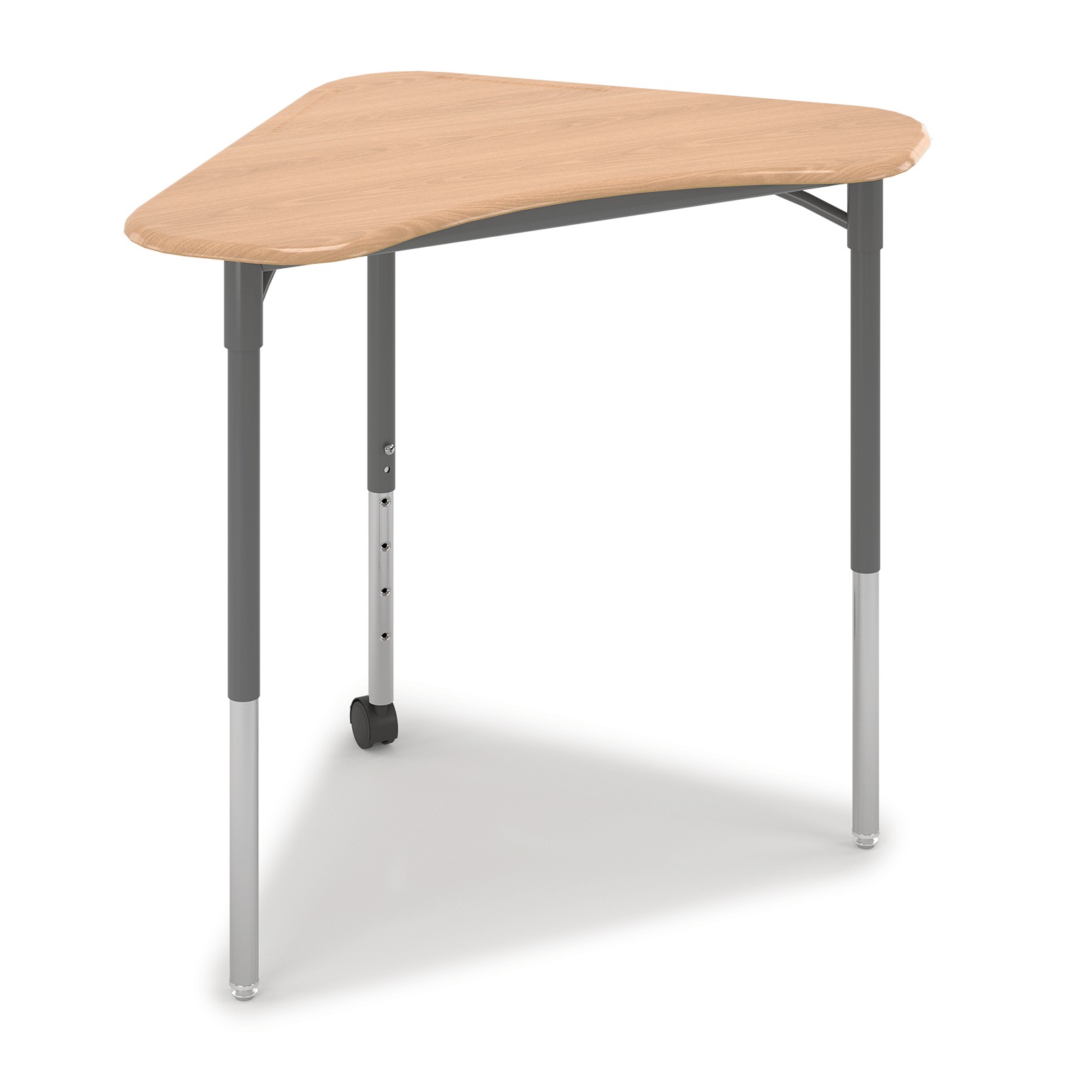 Gray Boomerang Desk with casters