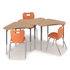Boomerang Desk group of three with Air 4-leg chairs