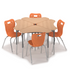 Boomerang Desk group of four with Air 4-leg chairs