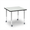 Wood-tone Inspire Square Table with casters and black metallic frame