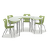 Hex Desk group of four with Air 4-leg chairs