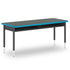 Blue and gray Honor Roll 4-Leg Double Desk with dark gray frame