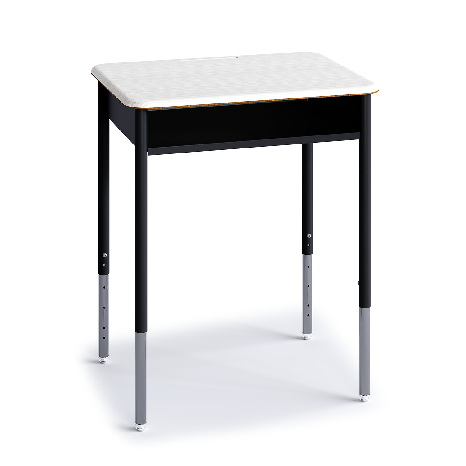 Honor Roll Round Leg Desk with hard plastic top, high-rise, dark gray