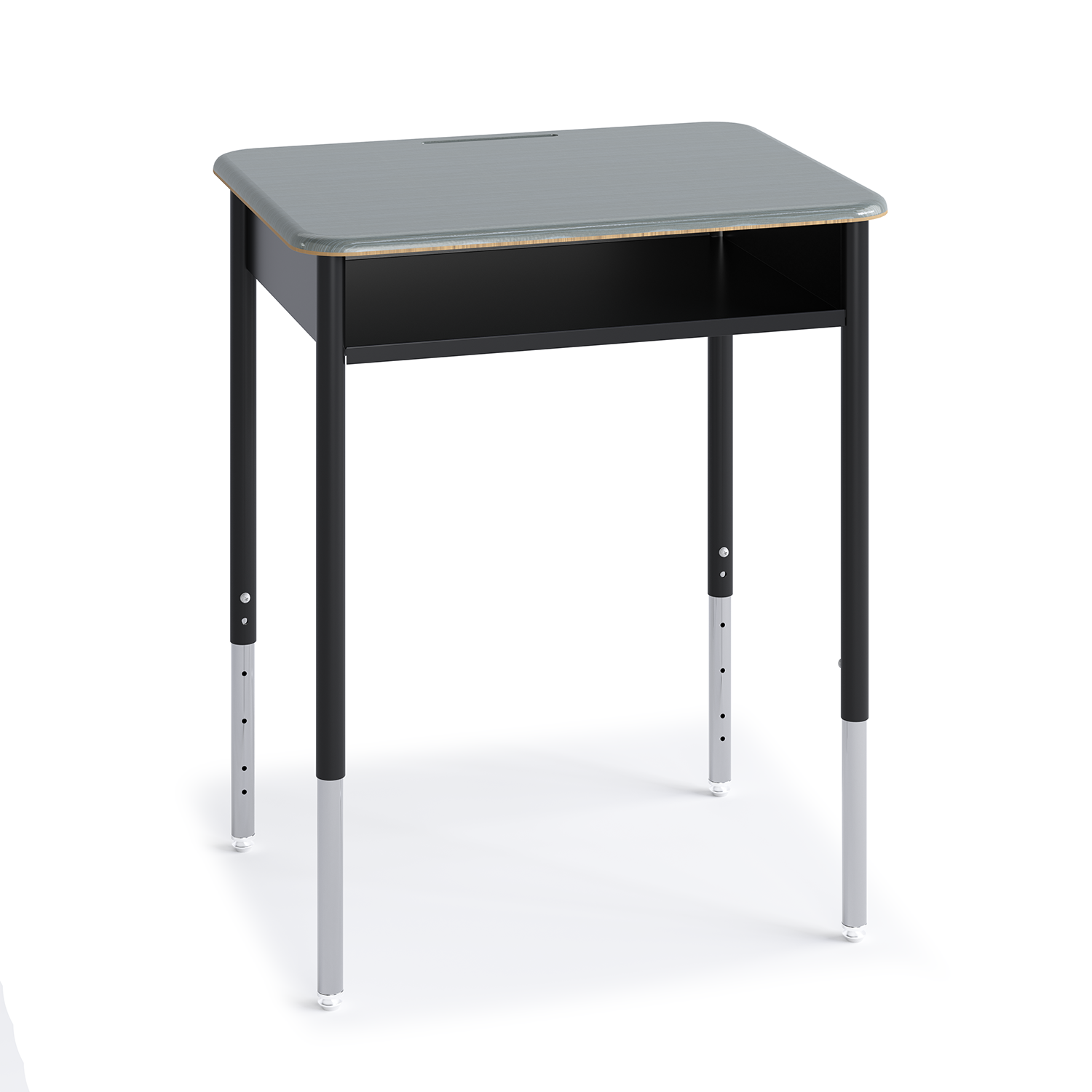 Honor Roll Round Leg Desk with hard plastic top, cosmic and black