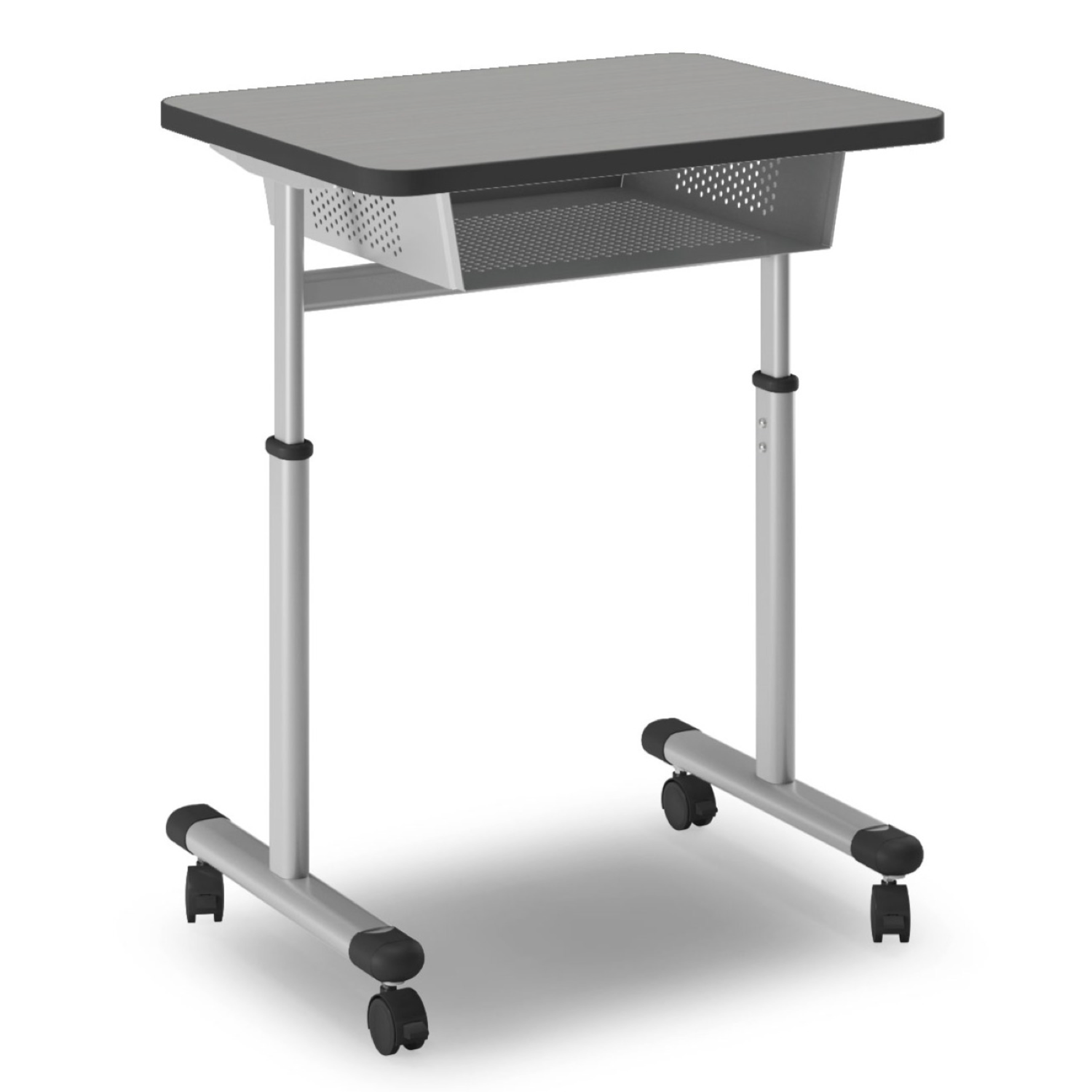 Integrity Oval Base T-Leg Desk with laminate top and casters