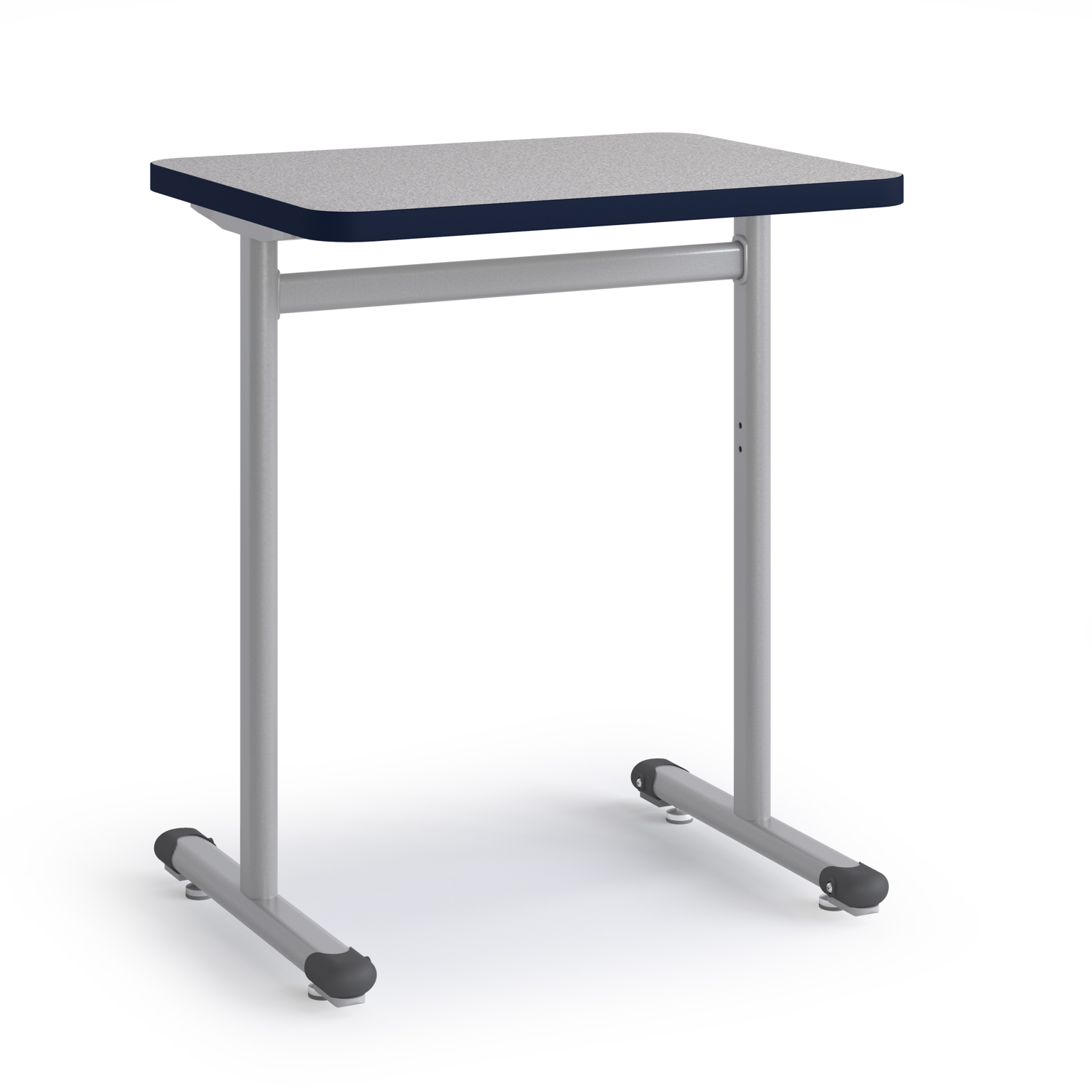 Gray Integrity Oval Base T-Leg Desk with glide legs
