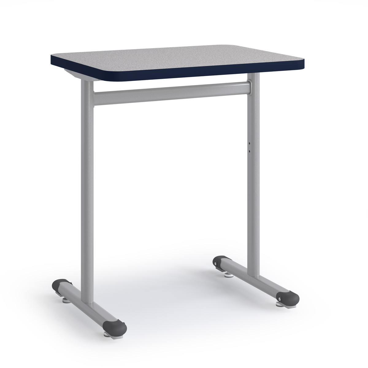 Gray Integrity Oval Base T-Leg Desk with glide legs