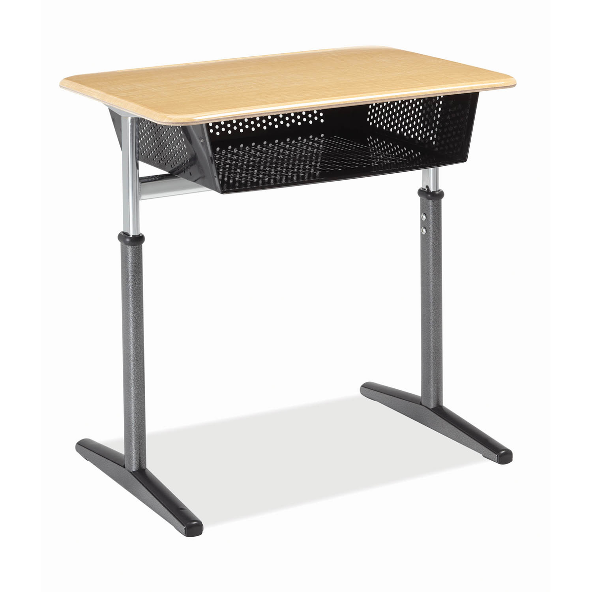 Integrity T-Leg Desk, adjustable height with perforated book box