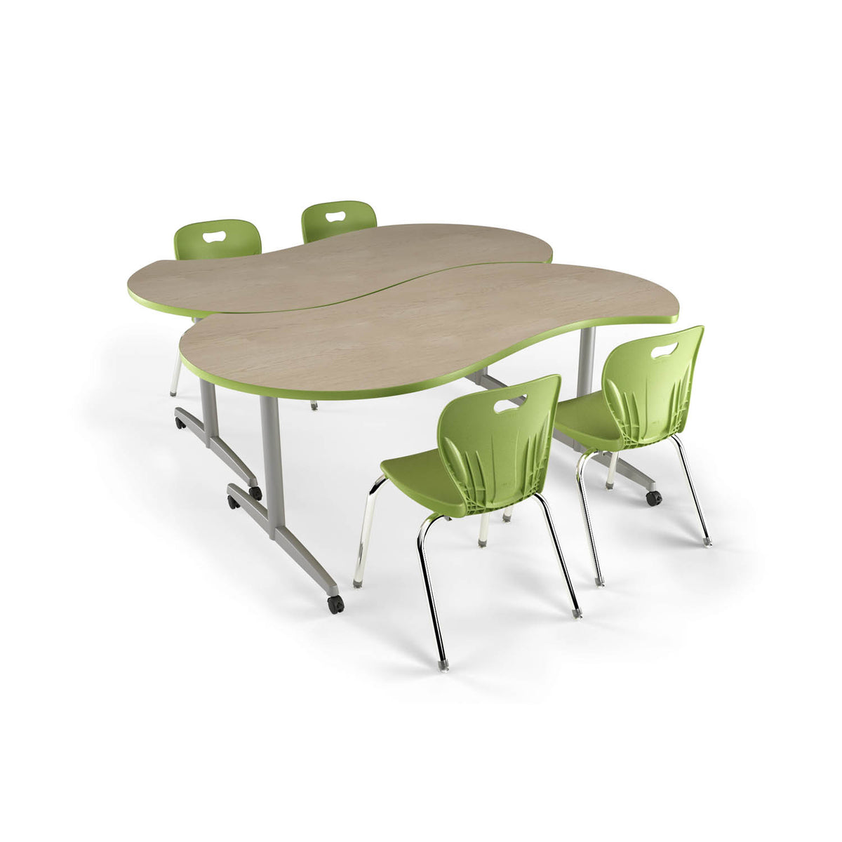 Nesting Flip Table, Zephyr shape, collaborative layout with Explorer chairs — Alumni Educational Solutions