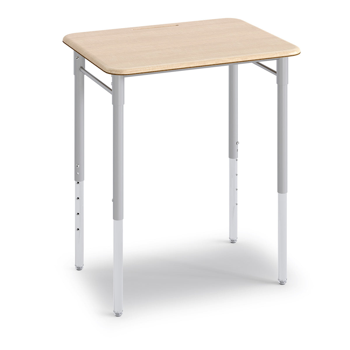 Wood-tone T-Rect Desk with collaborative frame