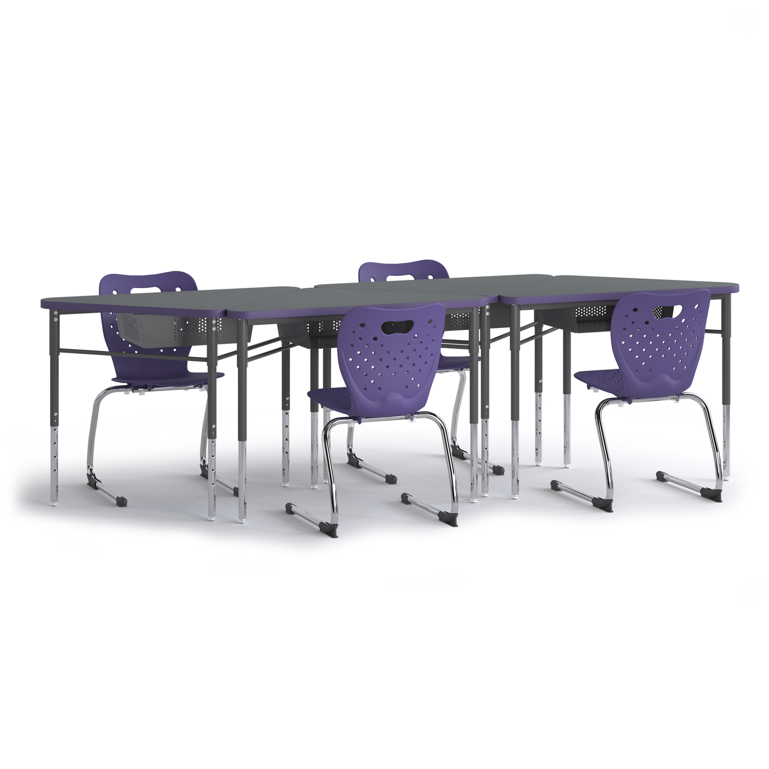 Triad Desk group of four in a line with Air cantilever chairs