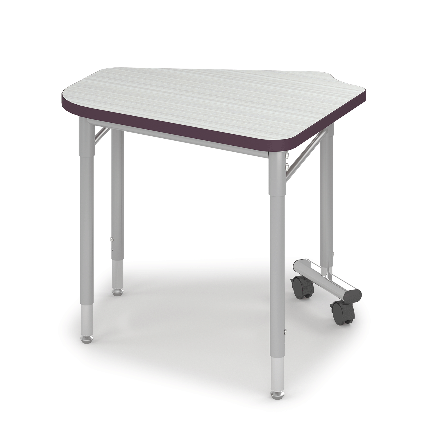 Purple y5 Idea Desk with high-rise frame and metallic finish