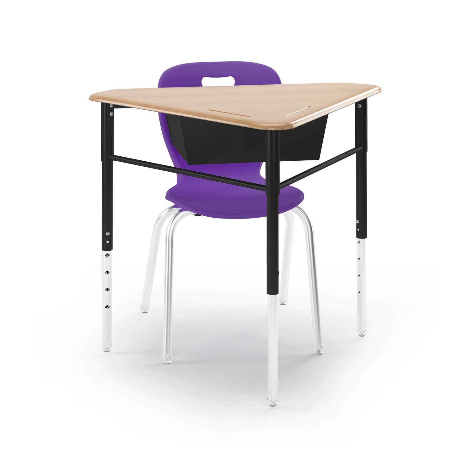 y5 Pente Desk with black frame, book box, and Explorer chair