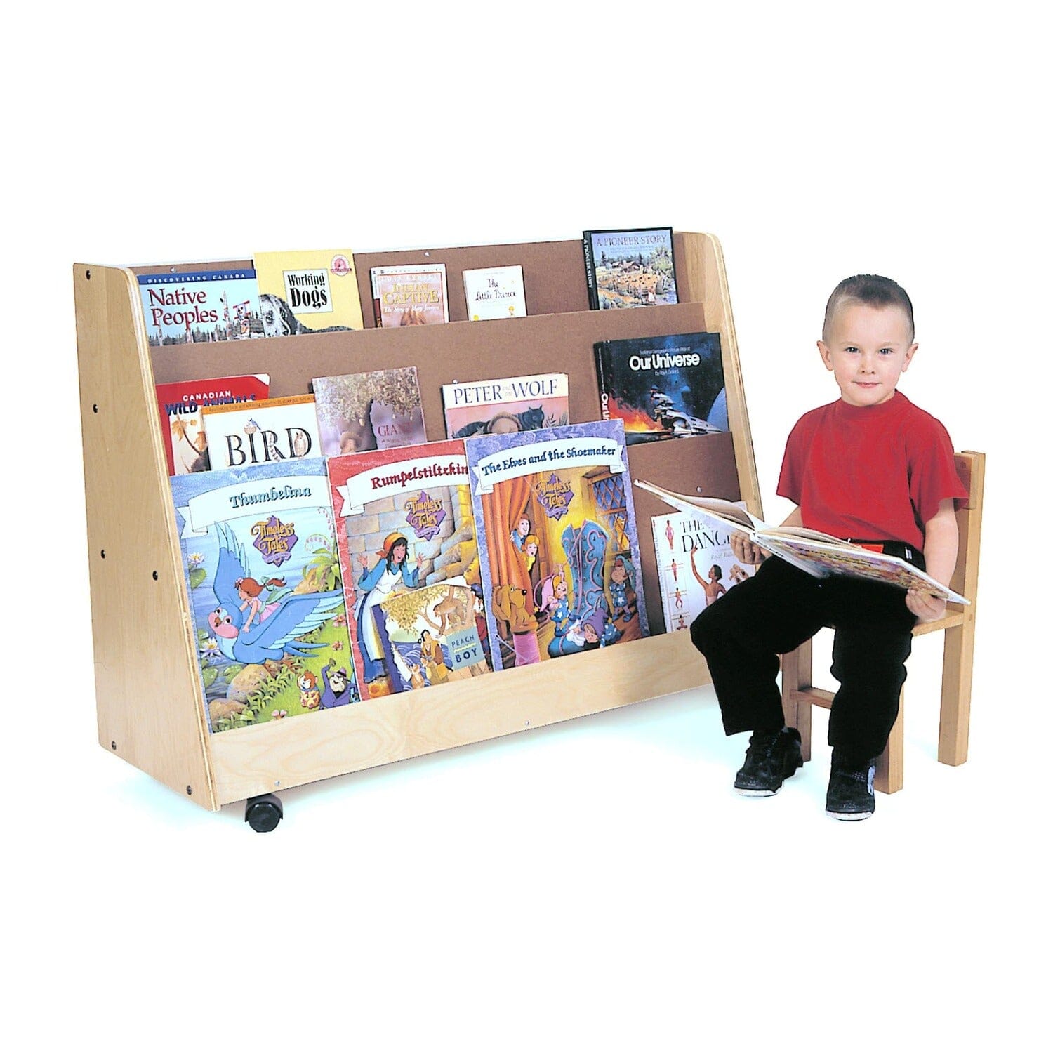 Book Display with 2 Rear Shelves | Trojan Classroom Furniture Book Racks & Book Carts Trojan Classroom Furniture 