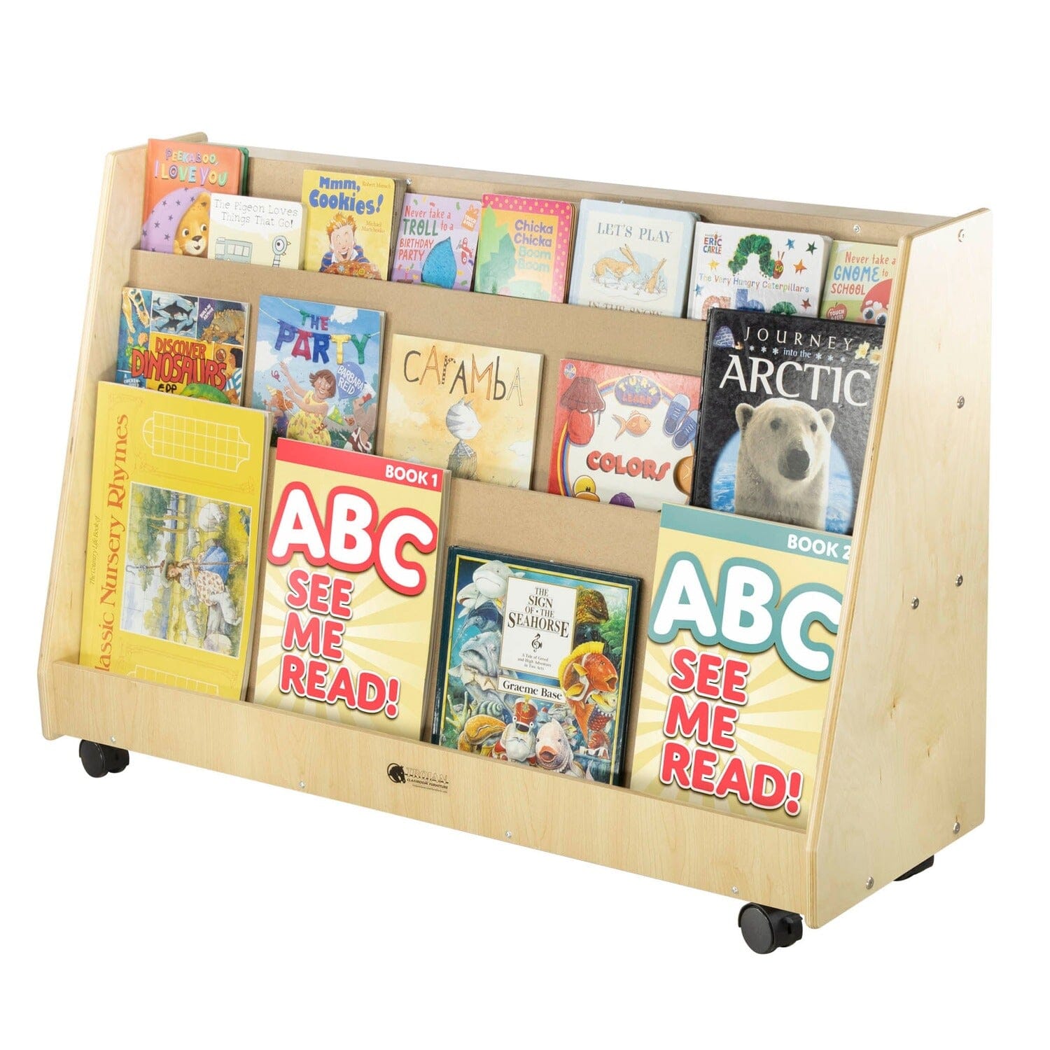 Book Display with 2 Rear Shelves | Trojan Classroom Furniture Book Racks & Book Carts Trojan Classroom Furniture 