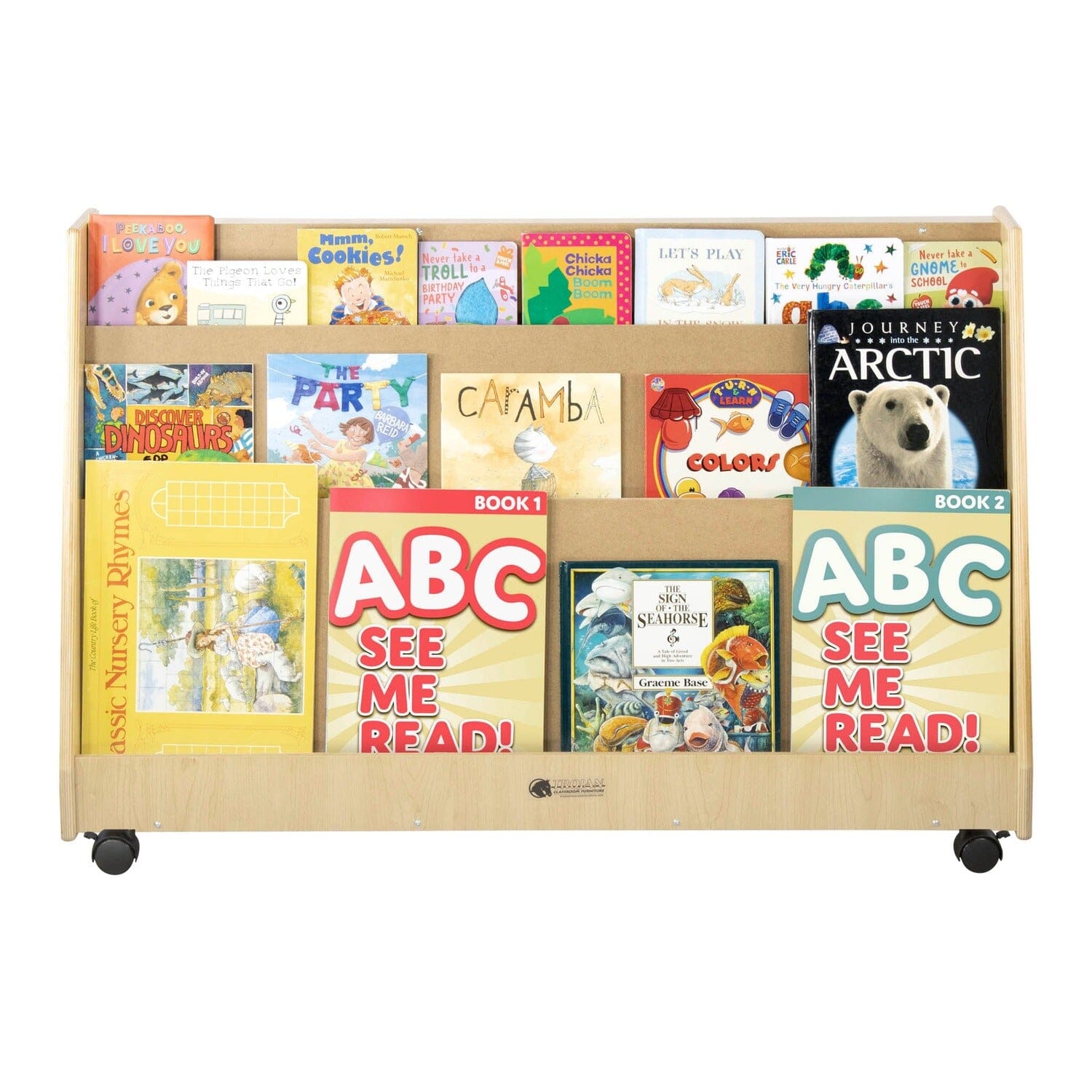 Book Display with 2 Rear Shelves | Trojan Classroom Furniture Book Racks & Book Carts Trojan Classroom Furniture 