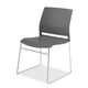 Gray high-density stacking chair with chrome sled-base frame
