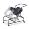 Gray high-density stacking chair with chrome sled-base frame