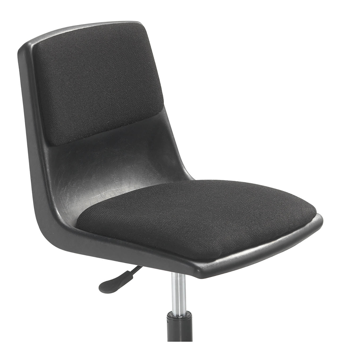 Black upholstered Honor Roll gas-lift task chair, side view showing height-adjustment lever