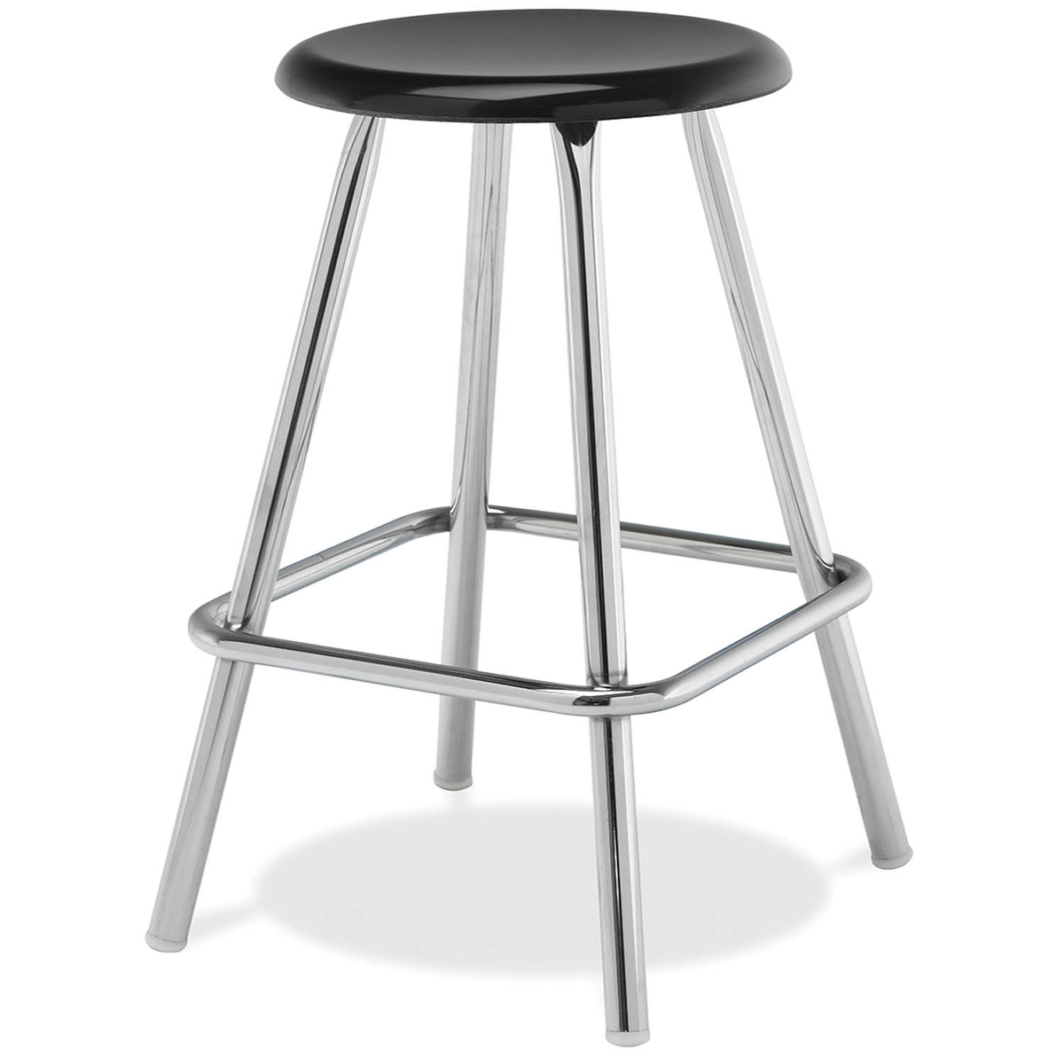 Black Honor Roll hard plastic stool with chrome legs