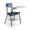 Teal Marquis metal-frame fixed tablet arm chair with wire book basket