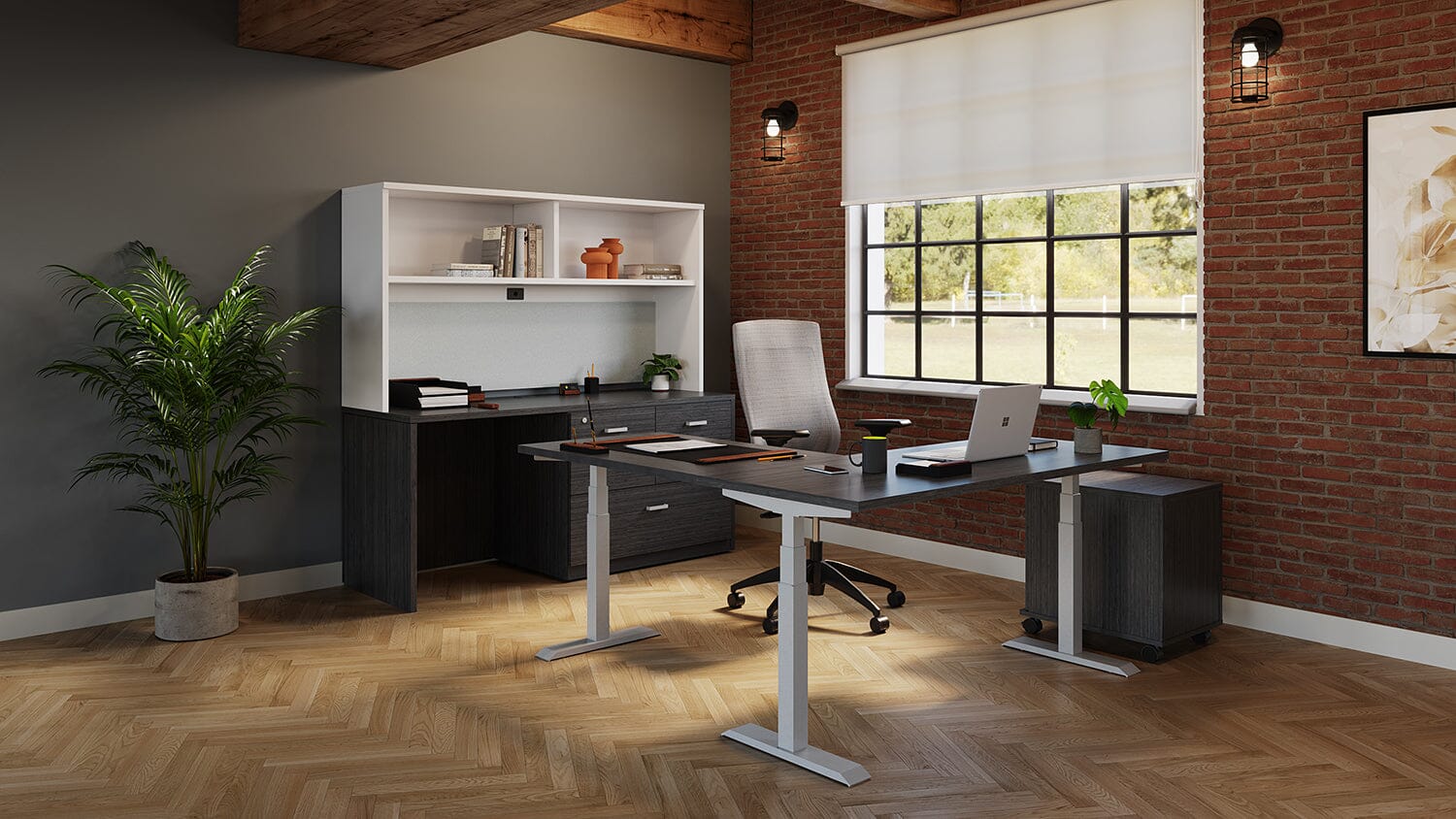 Newland | Sit-Stand Workstation Height Adjustable Table, Workstation OfficesToGo 