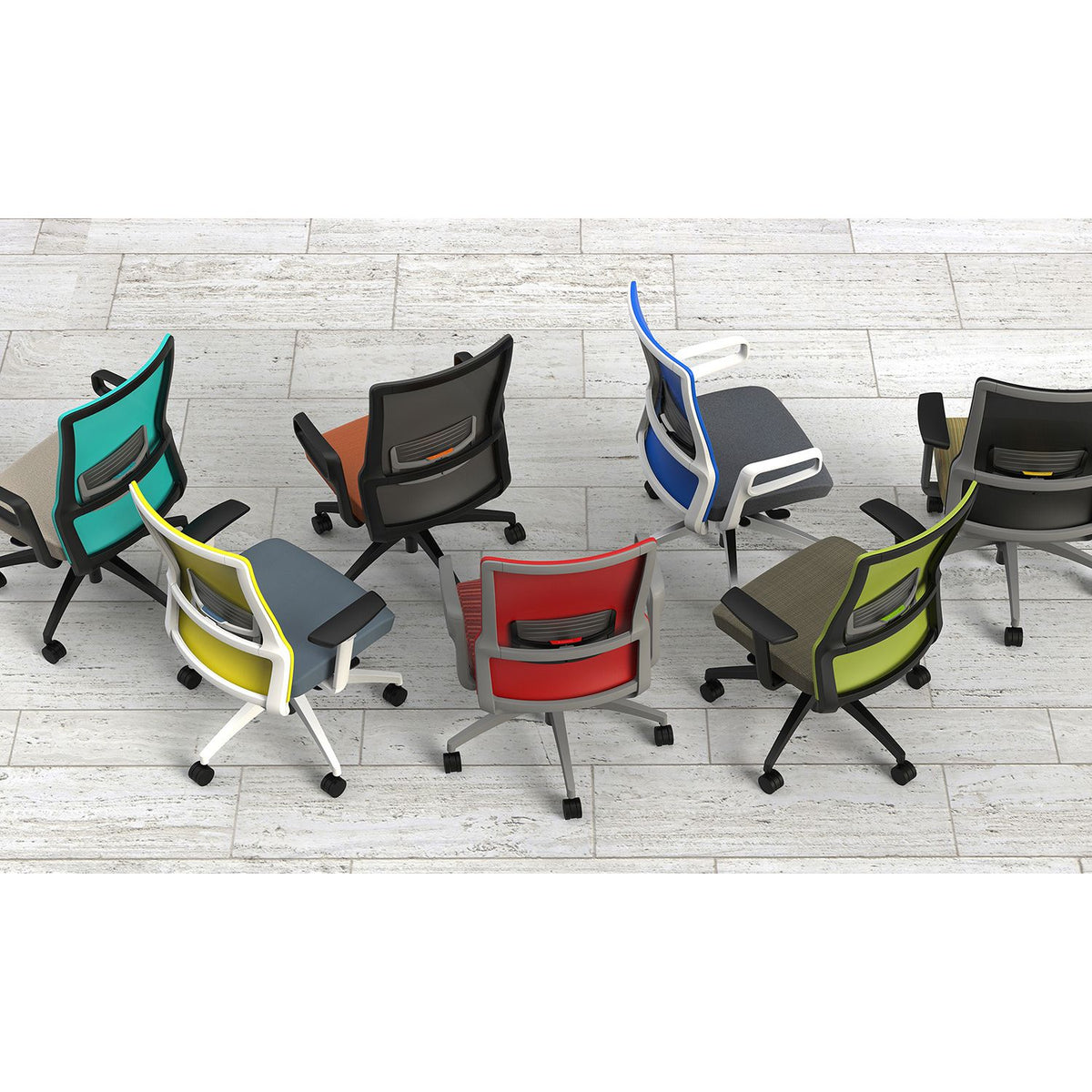 Novo Ergonomic Mesh Back Stool for Schools | Mid-Back Task Stool with Fabric Seat Stools SitOnIt 