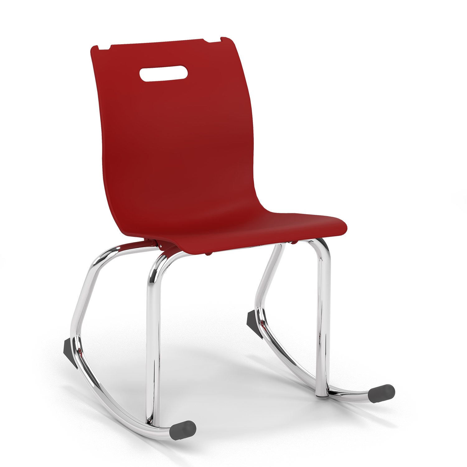 Savvy Rocker Chair with red seat and chrome rocking base