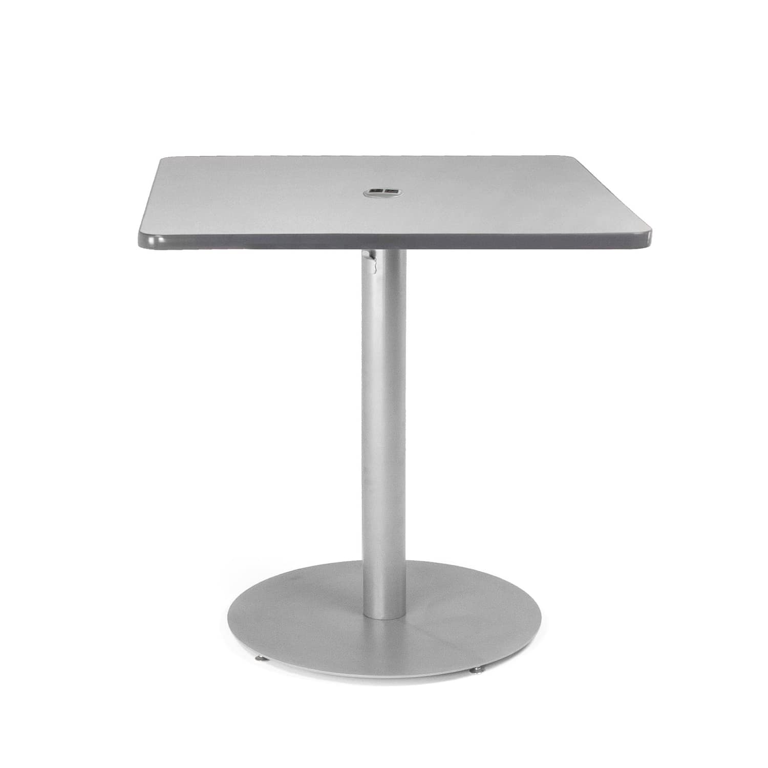Cafe Table Square Top, Circular Base — 30" Circular Base @ 42" Standing Height, with 36" square top.