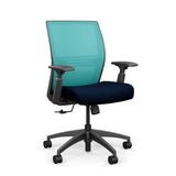Amplify Midback Office Chair Office Chair, Conference Chair, Computer Chair, Teacher Chair, Meeting Chair SitOnIt Fabric Color Navy Mesh Color Aqua Swivel Tilt ($0)