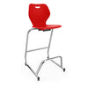 Intellect Wave Cafe Stool 30" | 3 Frame Colors Stools KI Frame Color Chrome Plastic Color Poppy Red 