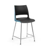 KI Doni 4 Leg Cafe Stool | 24" Counter or 30" Bar Seat Height Stools KI Frame Color Chrome Shell Color Black Shell Color Surfs Up
