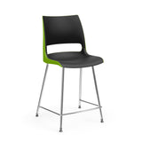 KI Doni 4 Leg Cafe Stool | 24" Counter or 30" Bar Seat Height Stools KI Frame Color Chrome Shell Color Black Shell Color Zesty Lime