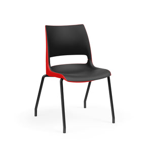 KI Doni Four Leg Stack Chair | Arm or Armless | Caster Option Guest Chair, Cafe Chair, Stack Chair, Classroom Chairs KI Frame Color Black Inner Shell Color Black Shell Color Poppy Red
