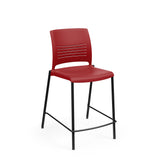 KI Strive Cafe Stool | 4 Leg Base | Stacking Stool KI Frame Color Black Shell Color Cayenne 