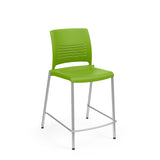 KI Strive Cafe Stool | 4 Leg Base | Stacking Stool KI Frame Color Silver Shell Color Zesty Lime 