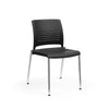 KI Strive Four Leg Stack Chair | Arms or Armless | w/ Caster Option Guest Chair, Cafe Chair, Stack Chair KI Frame Color Chrome Shell Color Black 