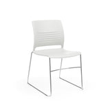 KI Strive High Density Stack Chair | Sled Base | Armless Guest Chair, Cafe Chair, Stack Chair, Classroom Chairs KI Frame Color Chrome Shell Color Cottonwood 