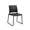 KI Strive Sled Base Chair | Stacking | Arms or Armless Guest Chair, Cafe Chair, Stack Chair, Classroom Chairs KI Frame Color Black Shell Color Black 