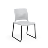 KI Strive Sled Base Chair | Stacking | Arms or Armless Guest Chair, Cafe Chair, Stack Chair, Classroom Chairs KI Frame Color Black Shell Color Cool Grey 